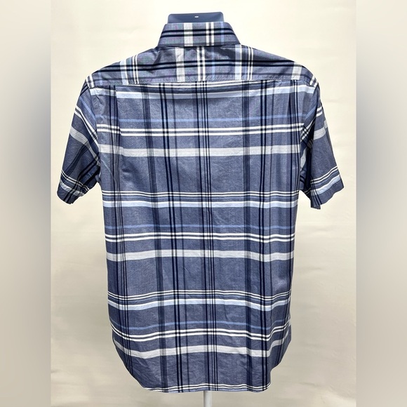 HART SCHAFFNER-MARX Men’s blue plaid short sleeve button down shirt size L - Picture 5 of 12